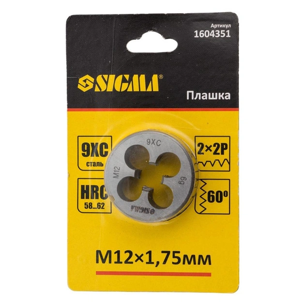 Плашка Sigma М12x1.75мм (1604351) - зображення 3