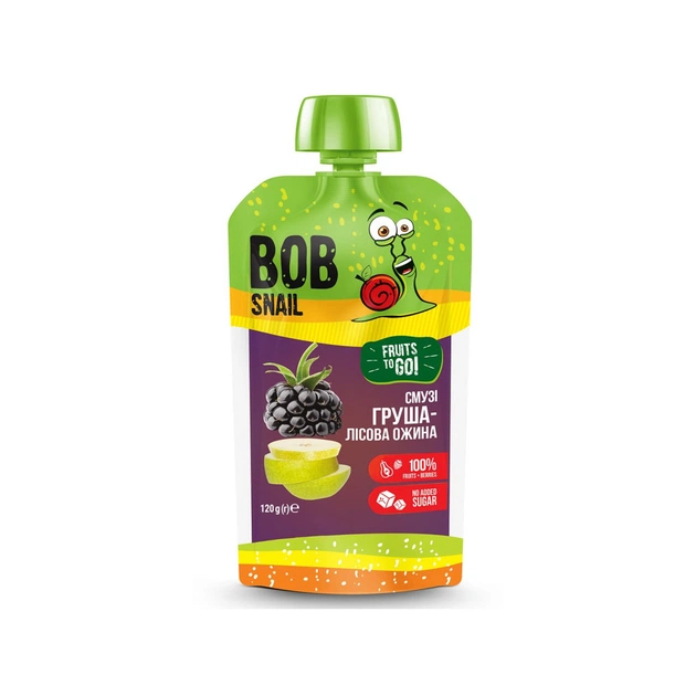 Детское пюре Bob Snail Улитка Боб Смузи Груша Лесная Ежевика 120 г (4820219343684) - изображение 1