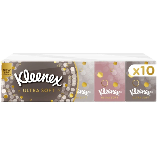 Серветки косметичні Kleenex Ultra Soft Mini чотирьохшарові 10 пачок по 7 шт. (5029053563909) - picture 1