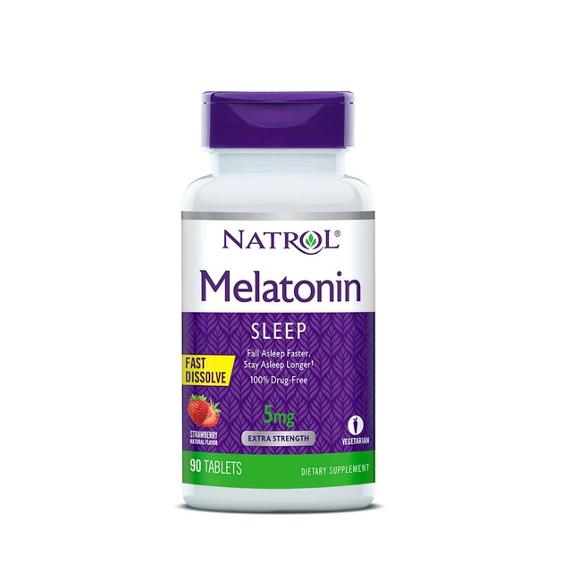 Амінокислота Natrol Мелатонін 5 мг, швидкорозчинний, смак полуниці, Melatonin (NTL-05865) - зображення 1