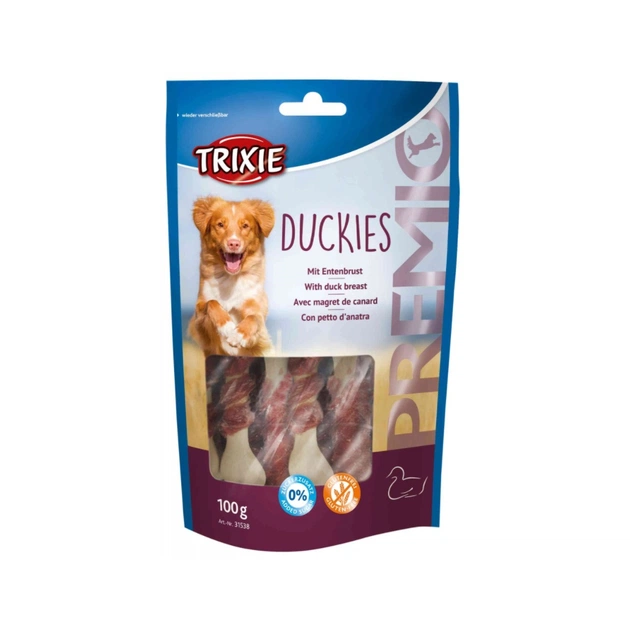Ласощі для собак Trixie Premio Duckies качка з кальцієм 100 г (4011905315386) - зображення 1