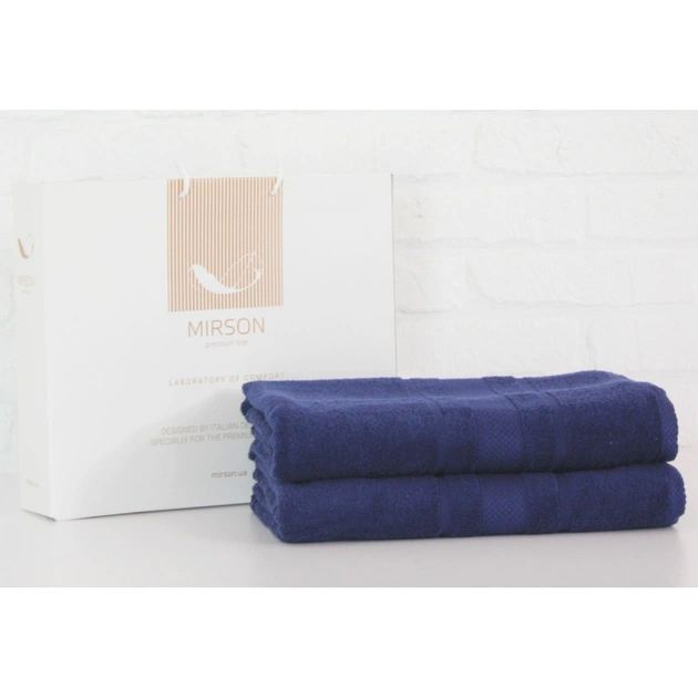 Рушник MirSon набір банних 5076 Elite SoftNess Kingblue 50х90, 70х140 (2200003183146) - изображение 1