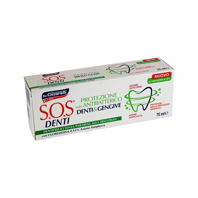 Зубна паста Dr. Ciccarelli S.O.S Denti Protection With Chlorhexidine Антибактеріальна з хлоргексидином 75 мл (8002140041501) - зображення 1