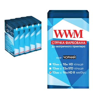 Стрічка до принтерів 13мм х 16м HD п. Black*5шт WWM (R13.16HR5) зображення 1