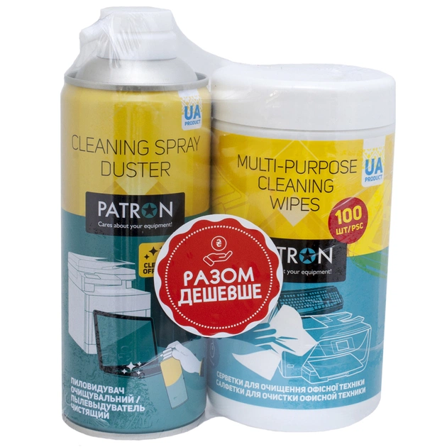 Стиснене повітря для чистки Patron spray duster 400ml F3-020 + wipes F3-028 (CS-PN-BUNDL-2) - зображення 1