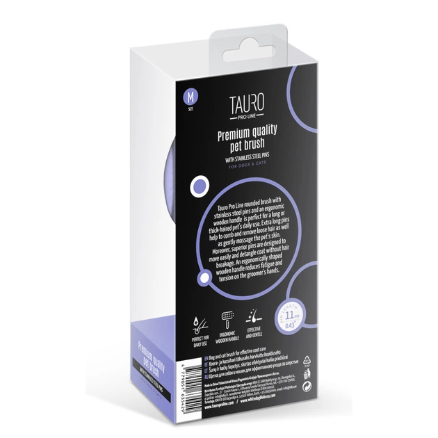 Гребінець для тварин Tauro Pro Line круглий M, зубці 11 мм purple (TPLB63542) - picture 6