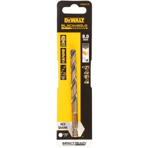 Свердло DeWALT по металу EXTREME IMPACT Black&Gold, HSS-G, 8 х 117 х 79 мм, 1 шт. (DT20612) зображення 1