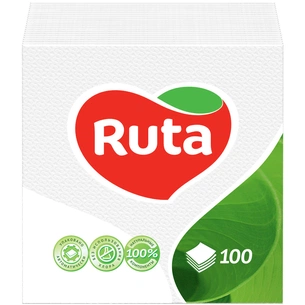 Серветки столові Ruta 24х24 см 1 шар Білі 100 шт. (4820023740495) зображення 1