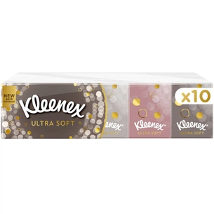 Серветки косметичні Kleenex Ultra Soft Mini чотирьохшарові 10 пачок по 7 шт. (5029053563909) зображення 1