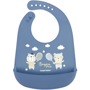 Слинявчик Canpol babies Bonjour Paris силіконовий з кишенькою синій (74/027_blu) зображення 1