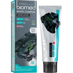 Зубна паста BioMed White Complex антибактеріальна відбілююча Вугілля 100 г (7640168930424) зображення 1