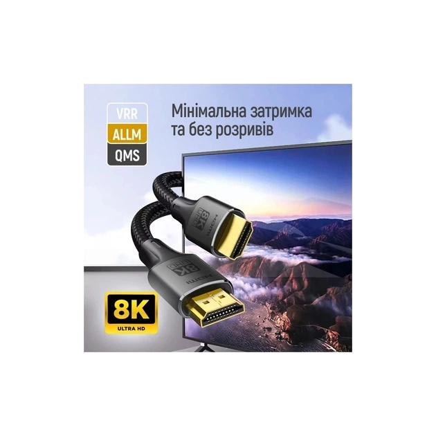 Кабель мультимедійний HDMI M to HDMI M 2.0m V2.1 8K black ColorWay (CW-CBHD088-BK) - picture 9