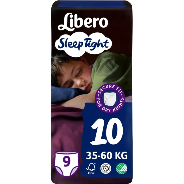 Підгузки Libero Sleep Tight Розмір 10 (35-60 кг) 9 шт (7322541180816) - зображення 1