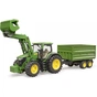 Масштабная модель автомобиля Bruder трактор John Deere 7R 350 с погрузчиком и прицепом (03155) - уменьшенное изображение 6