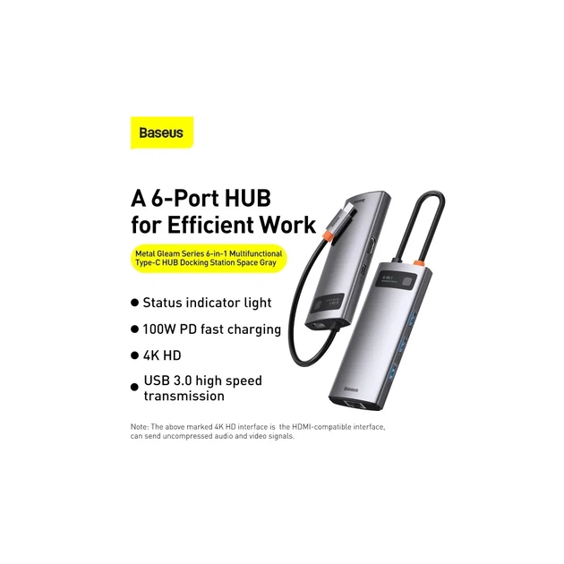 Концентратор Baseus USB-C 6-in-1 (CAHUB-CW0G) - picture 10