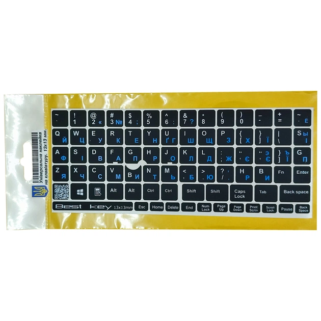 Наклейка на клавіатуру BestKey непрозора чорна, 76, синій (BKU13BLU/013) - picture 1
