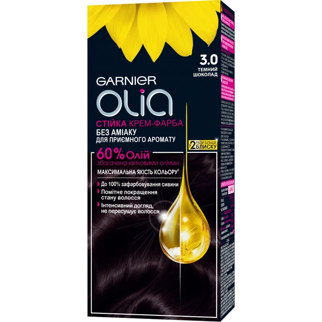 Фарба для волосся Garnier Olia 3.0 Темний шоколад 112 мл (3600542243858) - зображення 1