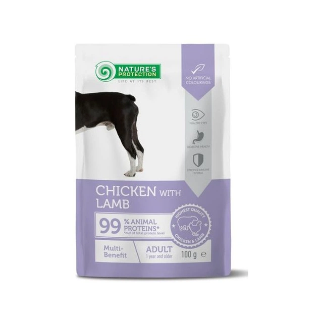 Влажный корм для собак Nature's Protection Adult Multi-benefit Chicken with Lamb 100 г (NPUPF63662) - изображение 1