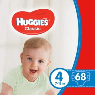 Підгузки Huggies Classic 4 (7-18 кг) Mega 68 шт (5029053543154) зображення 1
