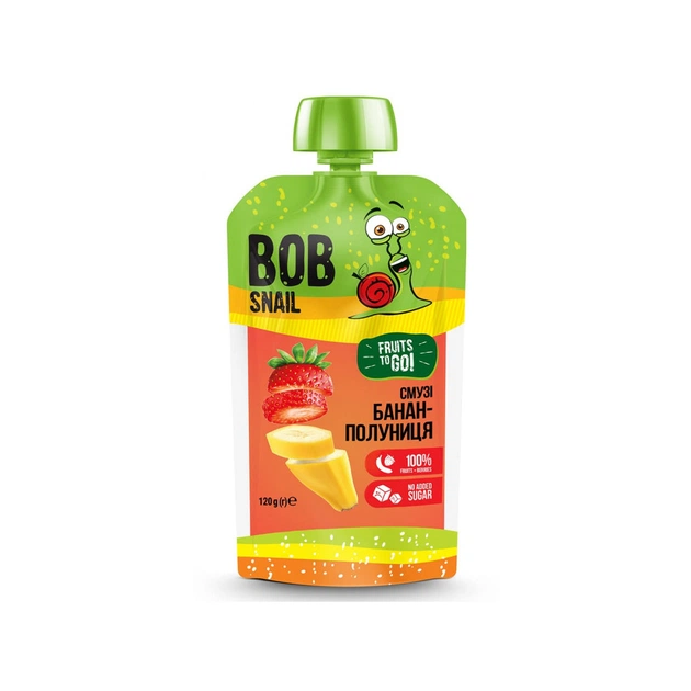 Дитяче пюре Bob Snail Равлик Боб Смузі Банан Полуниця 120 г (4820219343387) - зображення 1