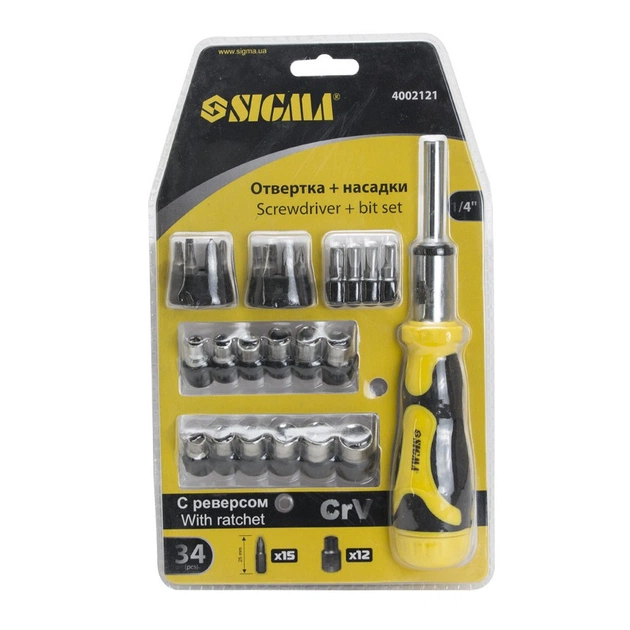 Набір викруток Sigma з реверсом + торцеві насадки 1/4” 27шт CrV (4002121) - picture 8