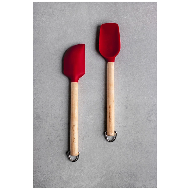 Лопатка кухонна KitchenAid Coreline для тіста, Набір 2 шт, 23,5 см, береза, червоний (KQR750OHERE) - picture 7