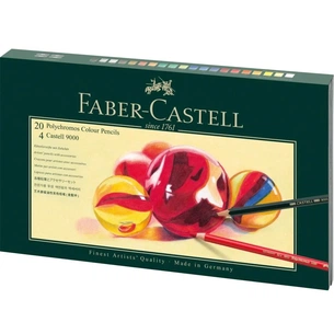 Олівці кольорові Faber-Castell Polychromos 20 кольорів в подарунковій коробці з аксесуарами (210051) (28971) зображення 1