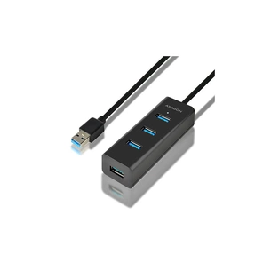 Концентратор AXAGON USB 3.1 to 4xUSB 3.0 1.2m + cable USB to Micro 5P black (HUE-S2BL) зображення 1