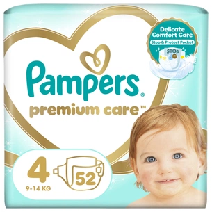 Підгузки Pampers Premium Care Maxi Розмір 4 (9-14 кг) 52 (4015400278818) зображення 1