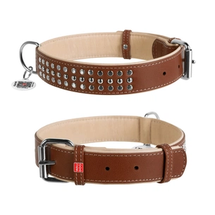 Нашийник для тварин WAUDOG Soft з QR паспортом металічні прикраси L коричневий (7215) зображення 1