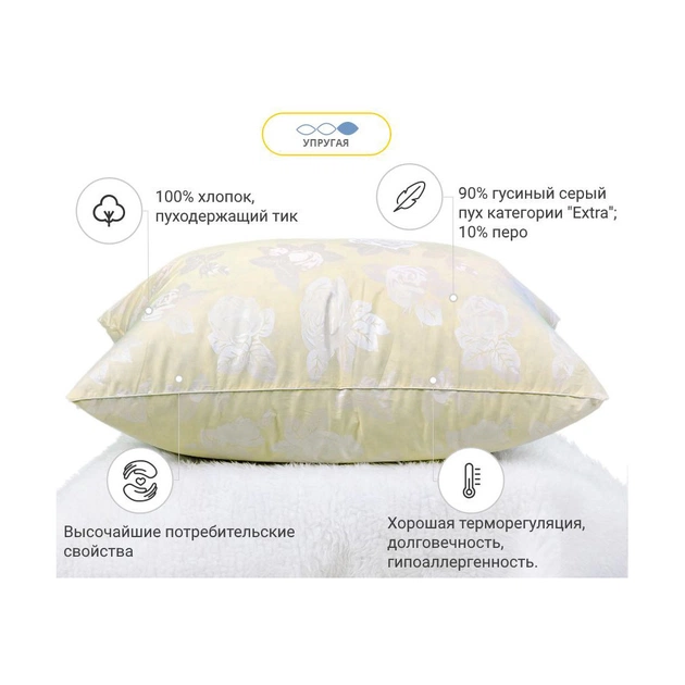 Подушка MirSon пухова Extra 108 пружна 40x60 см (2200000017932) - зображення 3