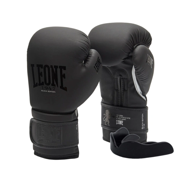 Боксерські рукавички Leone GN059 Black/White 12 унцій (GN059_Bl/White_12oz) - picture 1