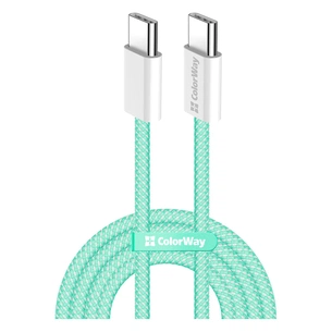 Дата кабель USB-C to USB-C 1.0m 60W 3.0А green ColorWay (CW-CBPDCC061-G) picture 1