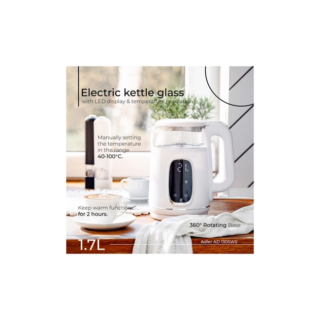 Електрочайник Adler AD 1305 white silver - picture 10
