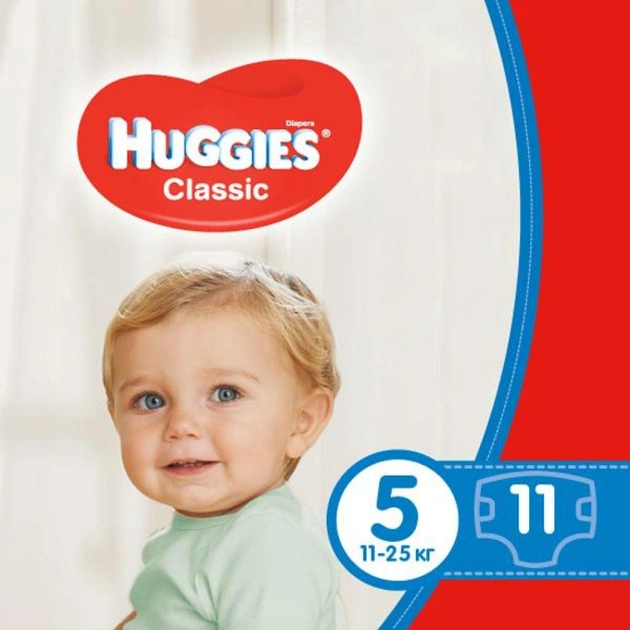Підгузки Huggies Classic 5 (11-25 кг) Small 11 шт (5029053543161) - зображення 1