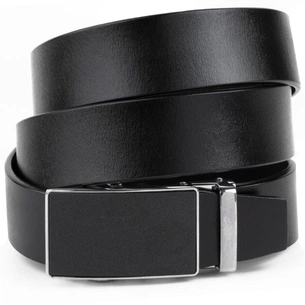 Ремінь Vintage Чоловічий з сріблястою пряжкою з чорною вставкою Чорний (20328) зображення 1