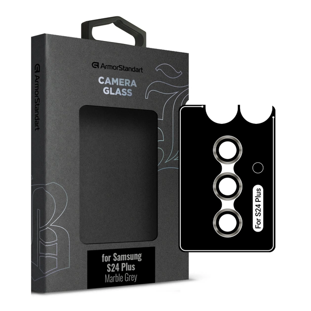Стекло защитное Armorstandart Camera glass Supreme Black Icon Samsung S24 Plus Marble Grey (ARM76610) - изображение 1