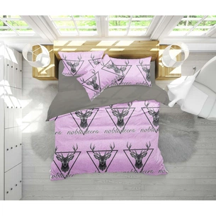 Постільна білизна MirSon Бязь 17-0516 Noble deers pink Євро (2200003644388) зображення 1