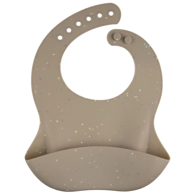 Нагрудничок Canpol babies DOTS силіконовий з кишенькою, бежевий (51/029_bei) - picture 1