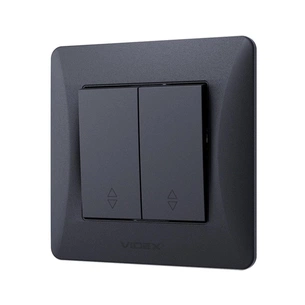 Перемикач Videx BINERA 2кл прохідний чорний графіт (VF-BNSW2P-BG) зображення 1