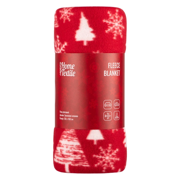 Плед Ardesto Christmas Fleece 130x160см, 100% поліестер, засніжені ялинки (ART0715PB) - picture 5
