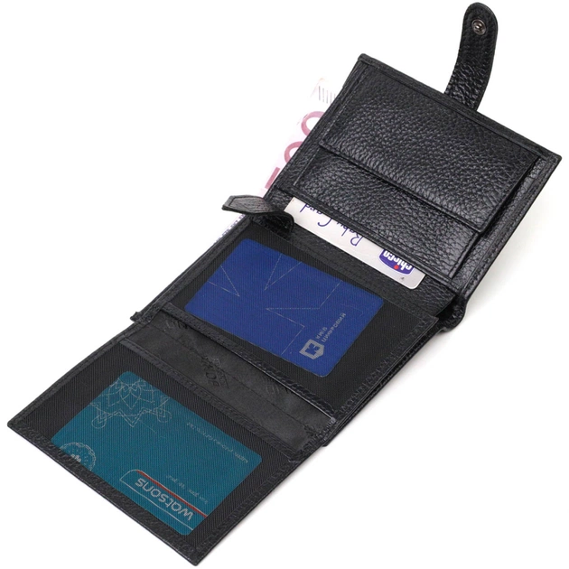 Портмоне Bond Accessories З натуральної зернистої шкіри Чорне (22055) - изображение 7