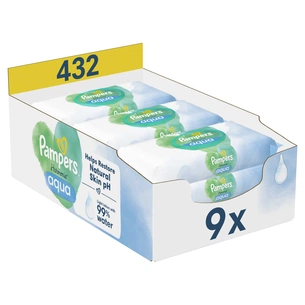 Дитячі вологі серветки Pampers Harmonie Aqua 9 пачок х 48 шт (8006540811245) зображення 1