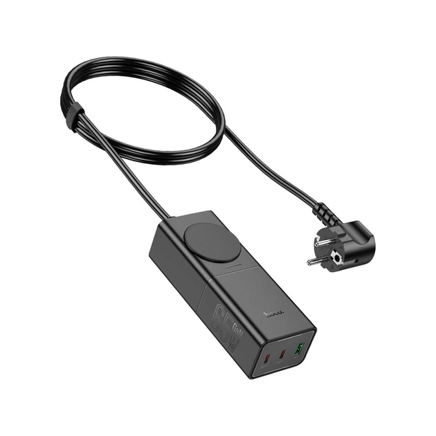Зарядний пристрій HOCO NS4 Sharp desktop socket 2xUSB-C + USB-A PD65W Black (6942007617352) - изображение 1