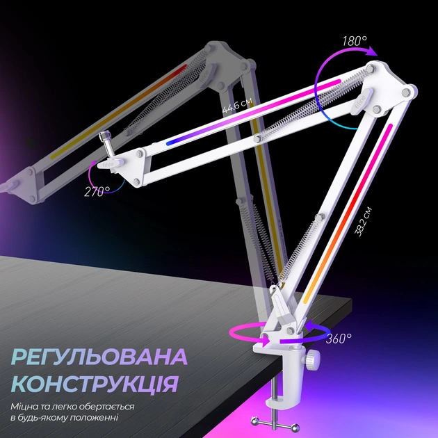 Стойка-пантограф Fifine BM38W RGB White - изображение 6