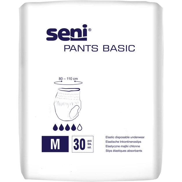 Подгузники для взрослых Seni Pants Basic Medium 30 шт (5900516802738) - изображение 1