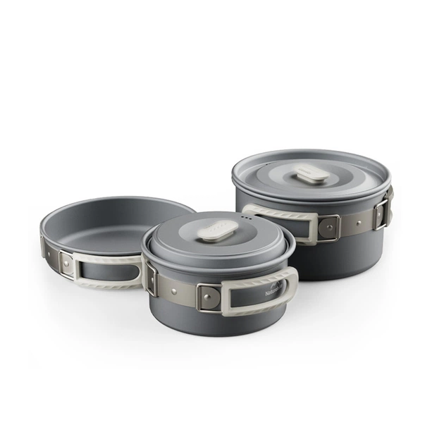 Набор туристической посуды Naturehike CNK2450CF010, 2 каструлі 1л, 1.7л, сковорідка (6976507663335) - изображение 6