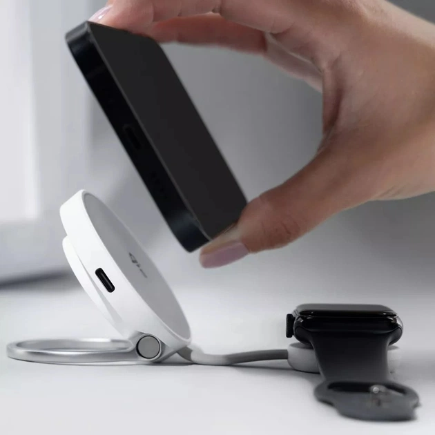 Бездротовий зарядний пристрій Proove Knocker 2 in 1 Qi2 15W White (WSPK15012002) - picture 9