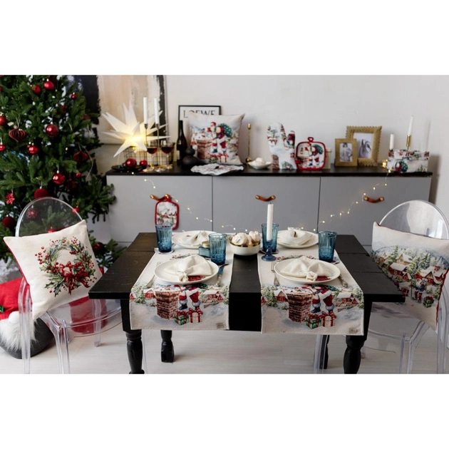 Доріжка на стіл Прованс гобеленова з велюром Снігова зима 40х140 см (036431) - picture 7