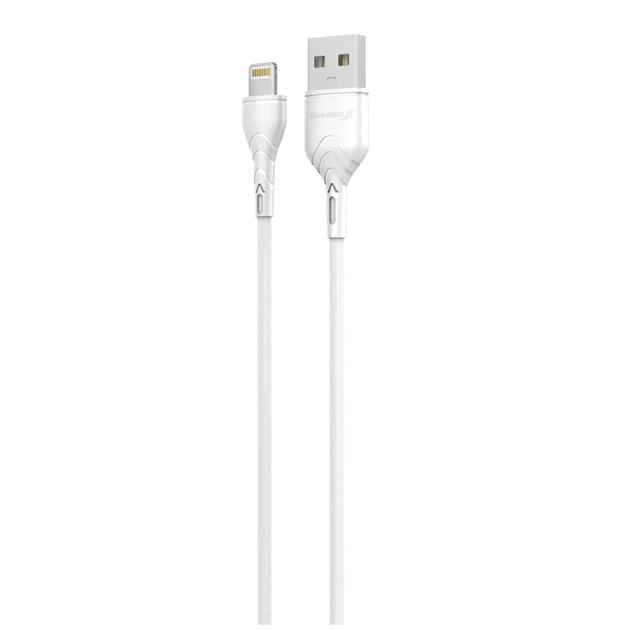 Дата кабель USB 2.0 AM to Lightning 1.0m Cu, 2.1А White Grand-X (PL01W) - изображение 1